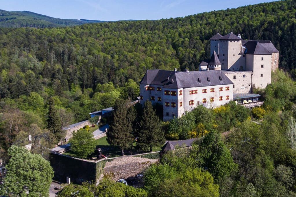 Luftaufnahme von der Burg Lockenhaus
