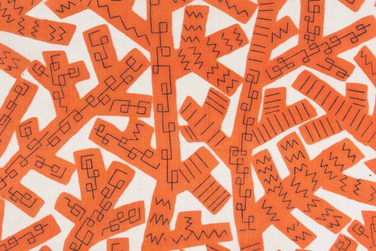 Orange Linien, die wie Äste aussehen. In den Linien sind geometrische Striche. © MAK/Kristina Wissik