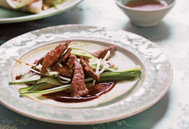 Gefüllte Hoisin-Pfannkuchen mit Ente