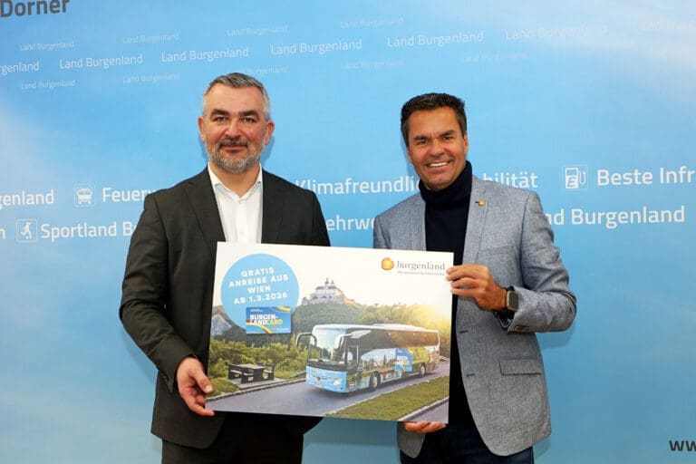 Landesrat Heinrich Dorner und Burgenland Tourismus-Geschäftsführer Didi Tunkel (v. l.)